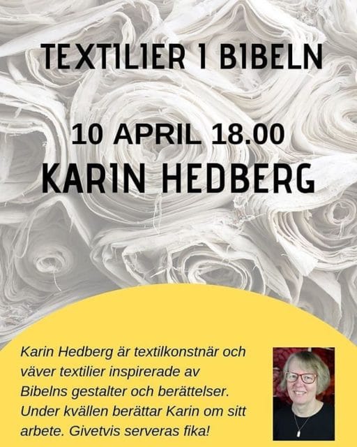 ”Textiler i Bibeln” föredrag kl 18:00