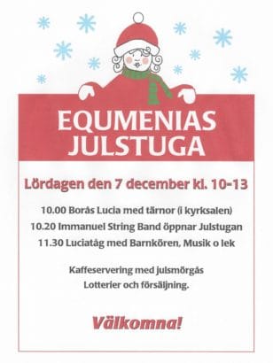 Välkommen till Julstugan 7 dec kl 10:00-13:00