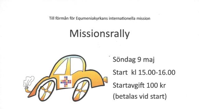 Äntligen ett Missionsrally OBS! Nya tider; Start mellan 14-15:30 och startkort inlämnas senast 18:30.