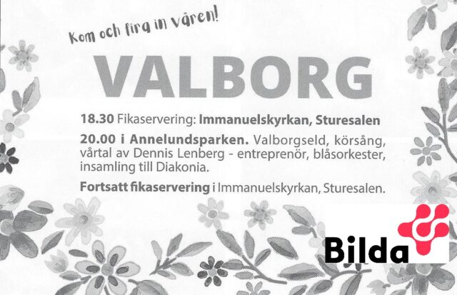 Välkommen på Valborgsfirande i Annelundsparken kl 20:00